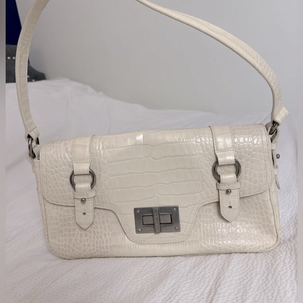 Lauren Ralph Lauren Ivory Shoulder Bag Snakeskin Print - Picture 1 of 8